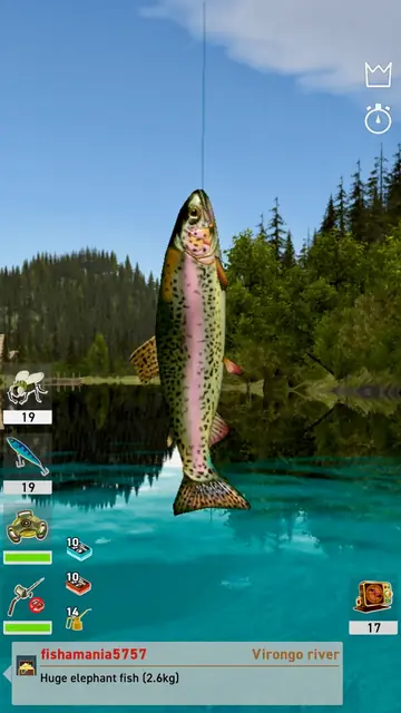 Fishing Club 3D: en regnbåge på kroken vid en skogssjö